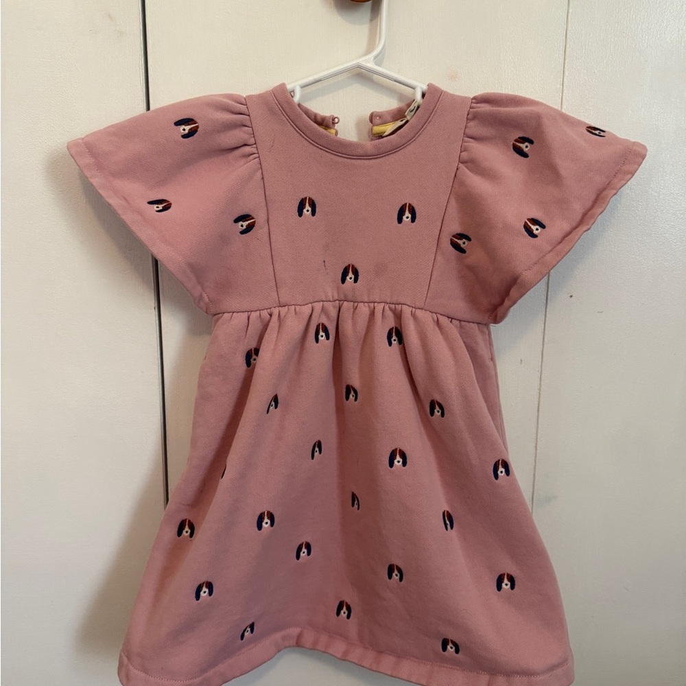 Pink Sweatshirt dress puppy pattern